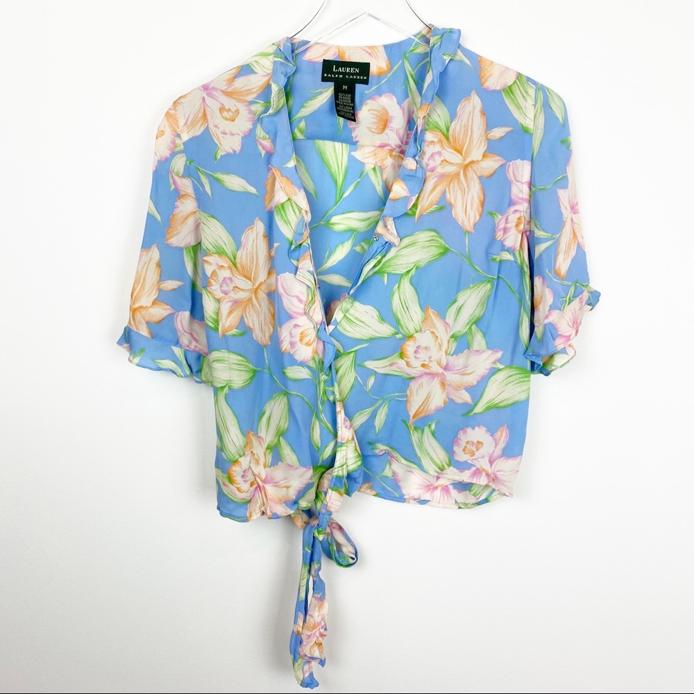 Lauren Ralph Lauren | Vintage LRL Tropical Floral Silk Wrap Top